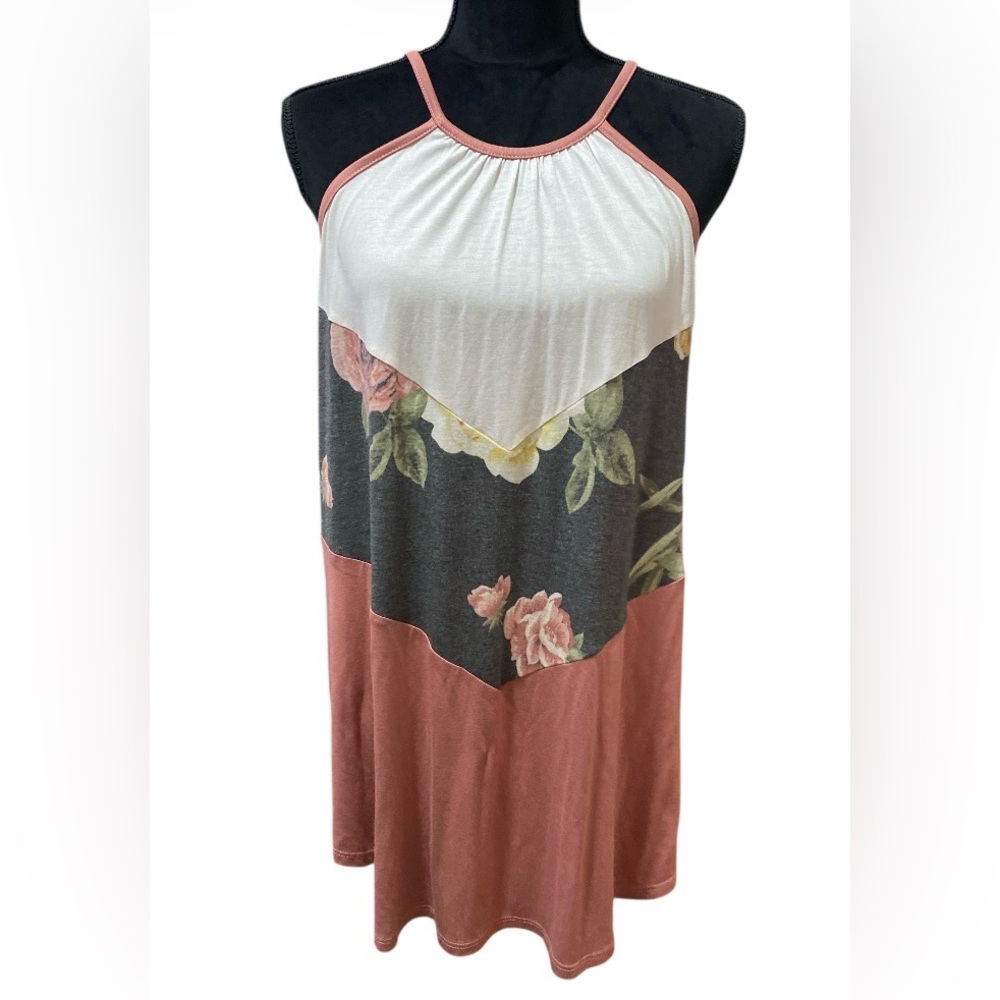 7th Ray Floral and Colorblock Tank Top